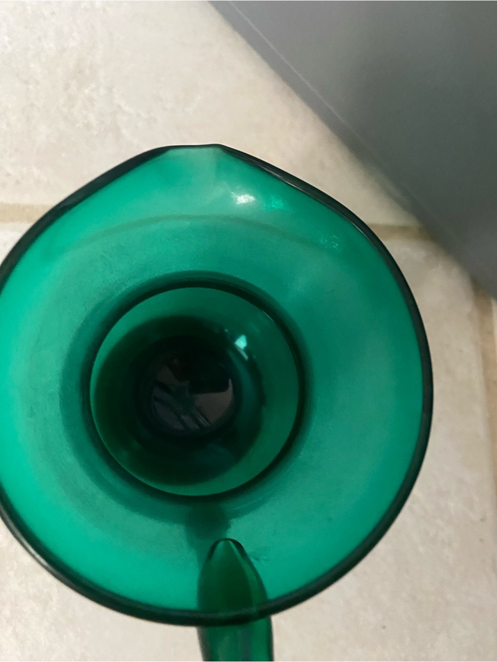 Vintage Hand Blown Green Glass Cream Pitcher - Picture 5 of 6